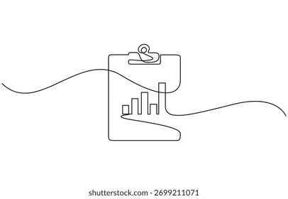 Desenho de linha contínua do gráfico com área de transferência. Vetor de ilustração do gráfico de barras. Isolado no plano de fundo transparente