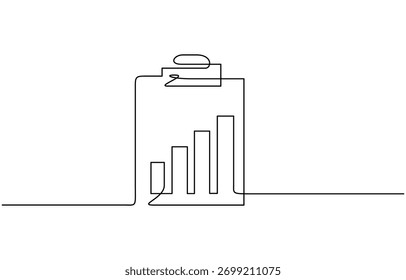 Desenho de linha contínua do gráfico com área de transferência. Vetor de ilustração do gráfico de barras. Isolado no plano de fundo transparente