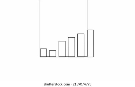 Continuous line drawing of graph icon, business growth, bar chart, object one line, single line art, vector illustration