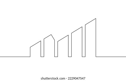 Continuous line drawing of graph icon, bar chart, business growth, outline sign, object one line, single line art, vector illustration