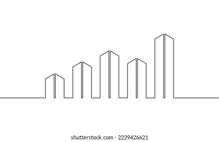 Continuous line drawing of graph icon outline, business groth, bar chart, object one line, single line art, vector illustration