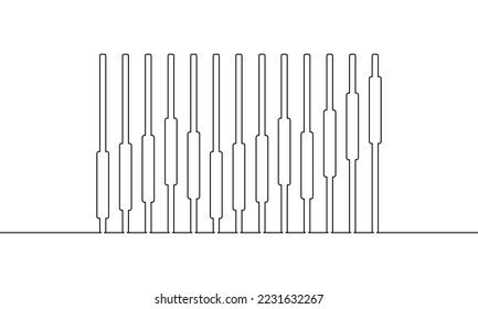 Continuous line drawing of graph icon business, growth graph, bar chart, object one line, single line art, vector illustration