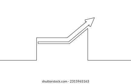 Kontinuierliches Zeichnen von Graphen Icon Geschäft. Erhöhter Pfeil. Design von Wachstumsprofilen, Balkendiagramm, Objekt-eine-Linie, einzelne Linie-Kunst, Vektorgrafik