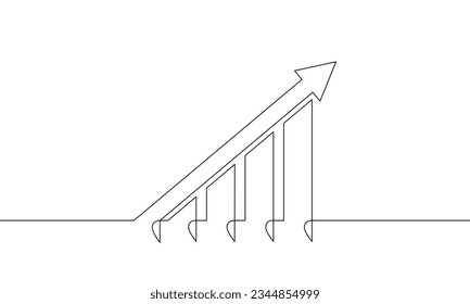 Continuous line drawing of graph icon. Illustration vector of arrow. Business growth design. Object one line. Single line art