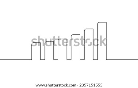 Continuous line drawing of graph icon. Illustration vector of business growth. Bar chart one line. Single line art