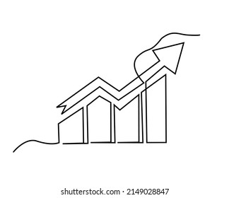 gráfico de dibujo de línea continua hacia arriba ilustración vector aislado