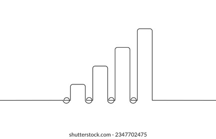Continuous line drawing of graph. Illustration vector of bar chart. Business growth icon. Object one line. Single line art