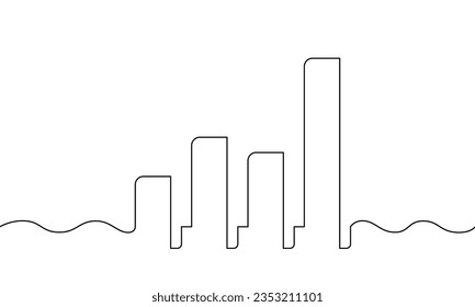 Durchlaufende Zeilenzeichnung des Graphen. Illustrationsvektor des Geschäftswachstums Symbol. Balkendiagramm. Objekt eine Zeile. Einzelverbindungskunst