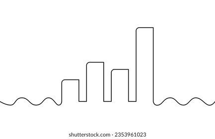 Continuous line drawing of graph. Illustration vector of chart. Business growth icon. Object one line, single line art