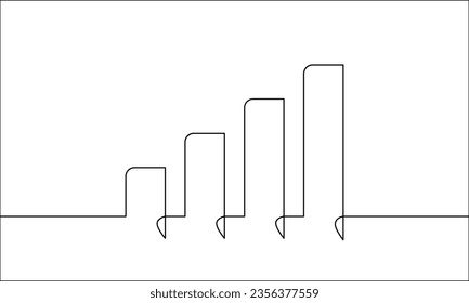 Continuous line drawing of graph. Illustration vector of chart. Bar icon design. Business growth. Onject one line. Single line art. Vector illustration