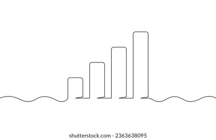 Continuous line drawing of graph. Illustration vector of growth chart. Business bar chart icon. Object one line. Single line art