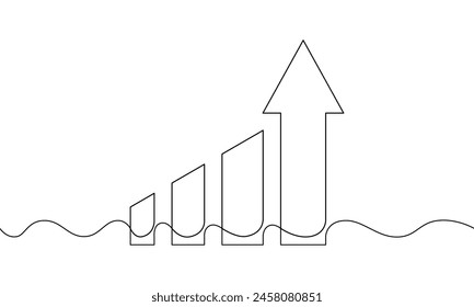 Ilustración Vector de flecha hacia arriba. parte de línea única del crecimiento del negocio. objeto una línea de gráfico de barras. flecha hacia arriba creciente. símbolo de signo