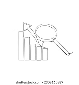 gráfico de dibujo de línea continua y vector de ilustración de la lupa