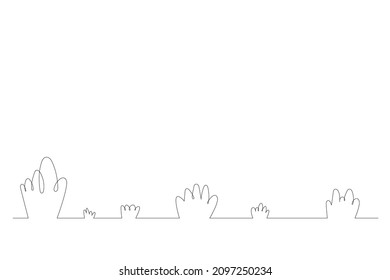 Continuous line drawing, grass on white background. Vector illustration.