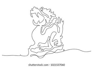 continuous line drawing of a green dragon (the animal's fourth annual South East), vector illustration beauty.