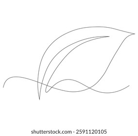 Continuous line drawing of green leaves. One line leaf background. One line drawing background.white background, Vector illustration.