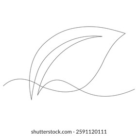 Continuous line drawing of green leaves. One line leaf background. One line drawing background.white background, Vector illustration.