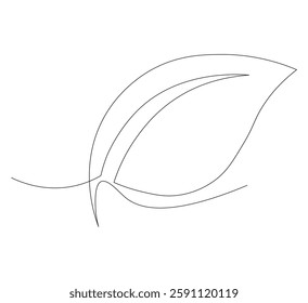 Continuous line drawing of green leaves. One line leaf background. One line drawing background.white background, Vector illustration.