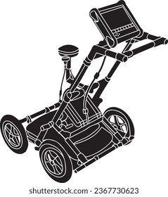 Continuous Line Drawing of Ground-penetrating Radar (GPR) Machine silhouette, Hand-Drawn GPR Machine - One-Line Doodle Sketch Art, GPR Technology Illustration 