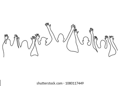 Continuous line drawing of a group of friends Enjoying a line dancing vector illustration