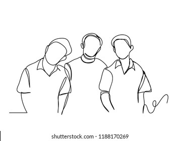 Continuous line drawing of a group of friends Enjoying a line dancing vector illustration