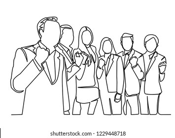 Continuous line drawing of a group of friends Enjoying a line dancing vector illustration