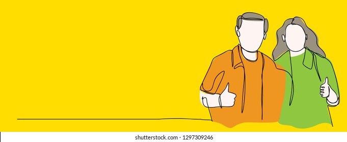 Continuous line drawing of a group of friends Enjoying a line dancing vector illustration