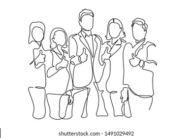 Continuous line drawing of a group of friends Enjoying a line dancing vector illustration