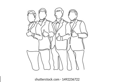 Continuous line drawing of a group of friends Enjoying a line dancing vector illustration