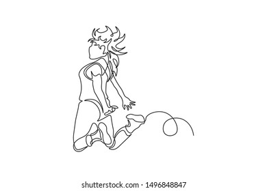 continuous line drawing of a group of friends jumping with joy vector illustration