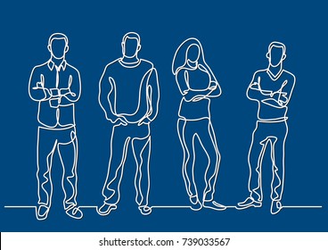 continuous line drawing of group of positive people