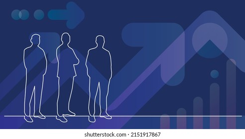 Continuous Line Drawing Of Group Of Three Men Standing Together