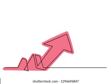 continuous line drawing of growth arrow