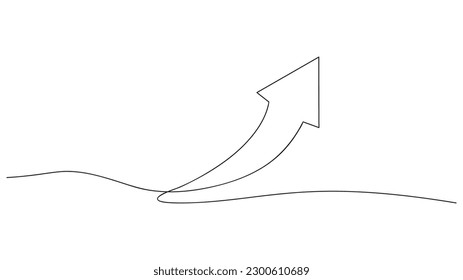 Continuous line drawing, growth arrow. Business concept.Vector illustration
