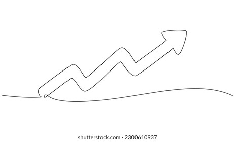 Continuous line drawing, growth arrow. Business concept.Vector illustration