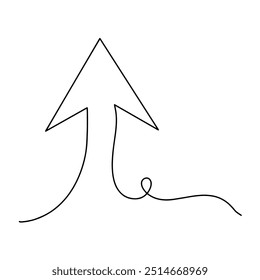 desenho de linha contínua do ícone de seta de crescimento isolado no fundo transparente. Ilustração vetorial 