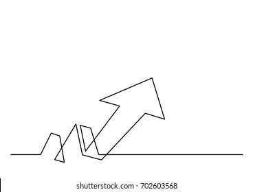 continuous line drawing of growth arrow