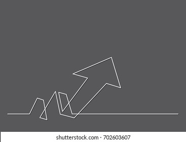 continuous line drawing of growth arrow