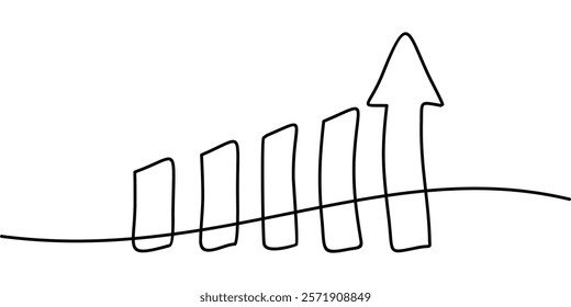 continuous line drawing growth chart symbol. abstract line art illustration