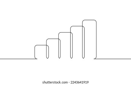 Continuous line drawing of growth graph icon business. Bar chart, pie chart sign symbol, object one line, single line art, vector illustration