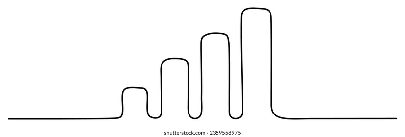 Continuous line drawing growth graph. Successful business strategy concept. Vector illustration isolated on white.