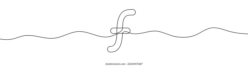 Continuous line drawing of Guilder currency symbol. Line art of Aruban guilder currency symbol. Vector illustration. - Shutterstock ID 2264447687