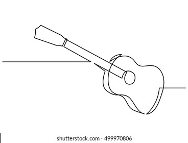 Continuous Line Drawing Of Guitar