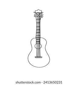 Continuous Line Drawing Guitar Musical Instrument. Illustration Icon Vector