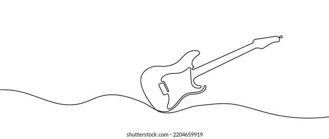 Continuous line drawing of a guitar on a white background. Vector illustration