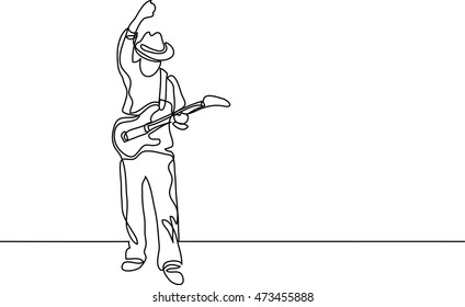 Continuous Line Drawing Of Guitar Player