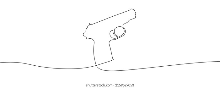 Dibujo continuo de la línea de la pistola. Icono lineal de Pistol. Fondo de dibujo de una línea. Ilustración vectorial. Icono de la línea continua del piñón.
