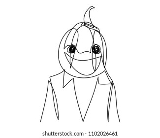 continuous line drawing of Halloween