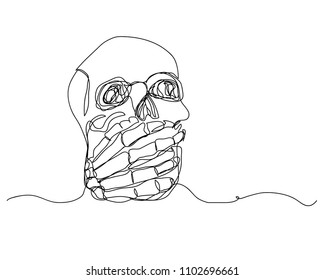 continuous line drawing of Halloween