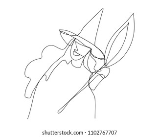 continuous line drawing of Halloween